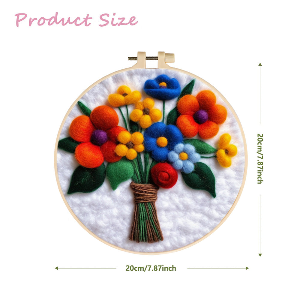 A Bunch of Colorful Flowers Wool Needle Felting Painting Kit