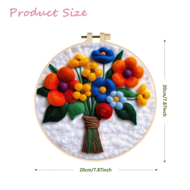 A Bunch of Colorful Flowers Wool Needle Felting Painting Kit