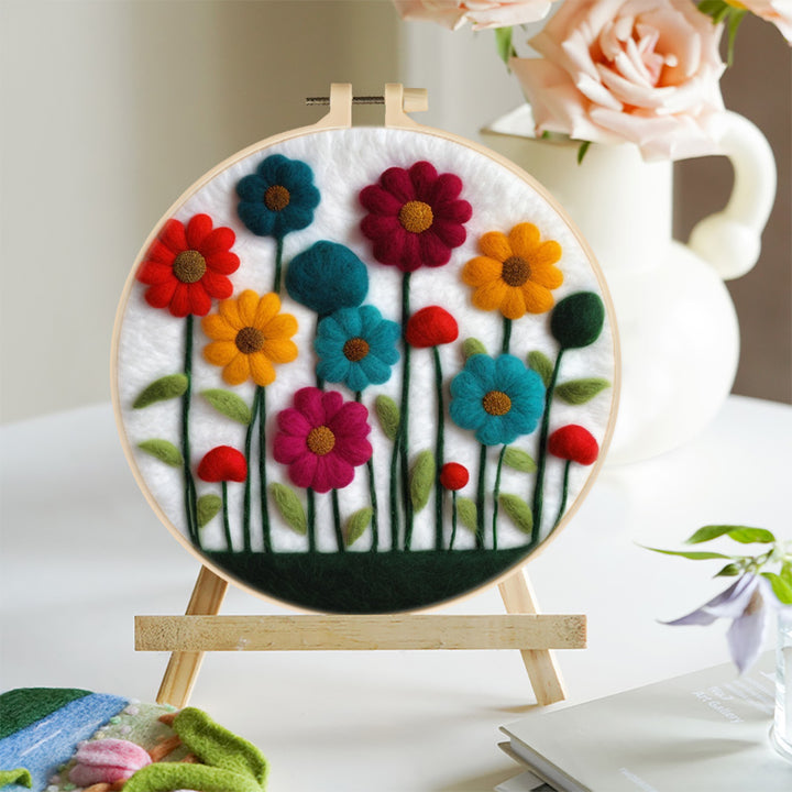Colorful Little Flowers Wool Needle Felting Painting Kit