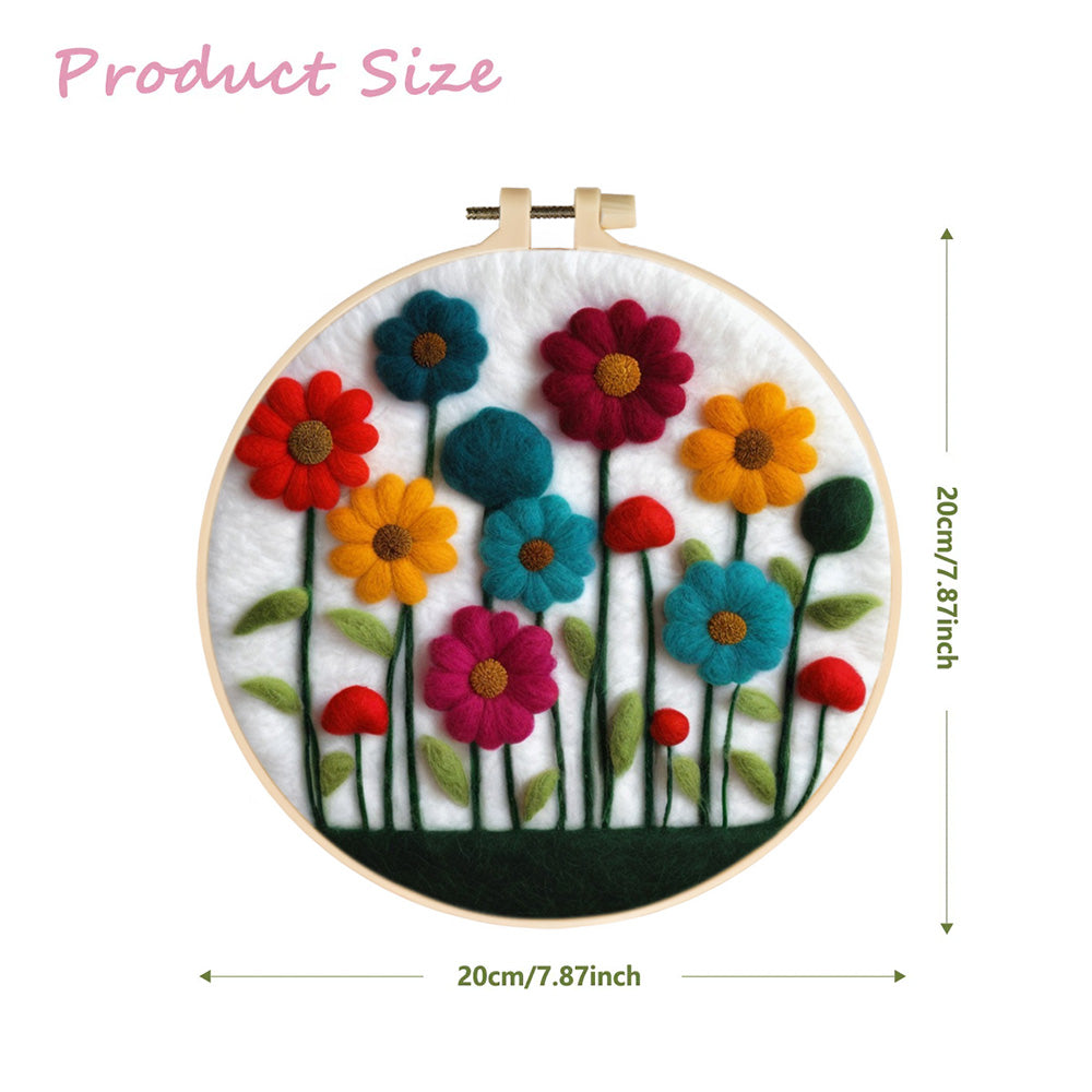 Colorful Little Flowers Wool Needle Felting Painting Kit