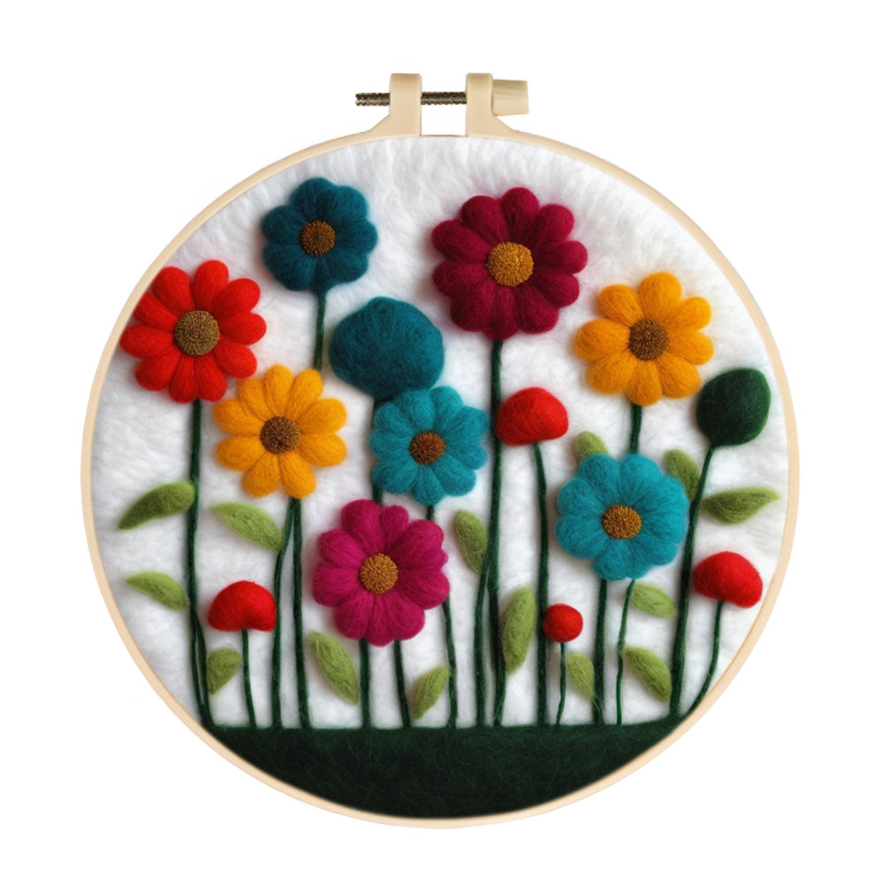 Colorful Little Flowers Wool Needle Felting Painting Kit