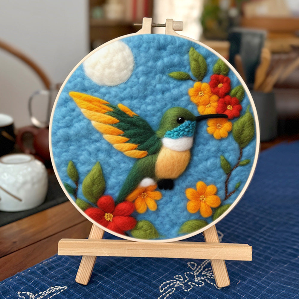 Bird Flies to Flowers Wool Needle Felting Painting Kit