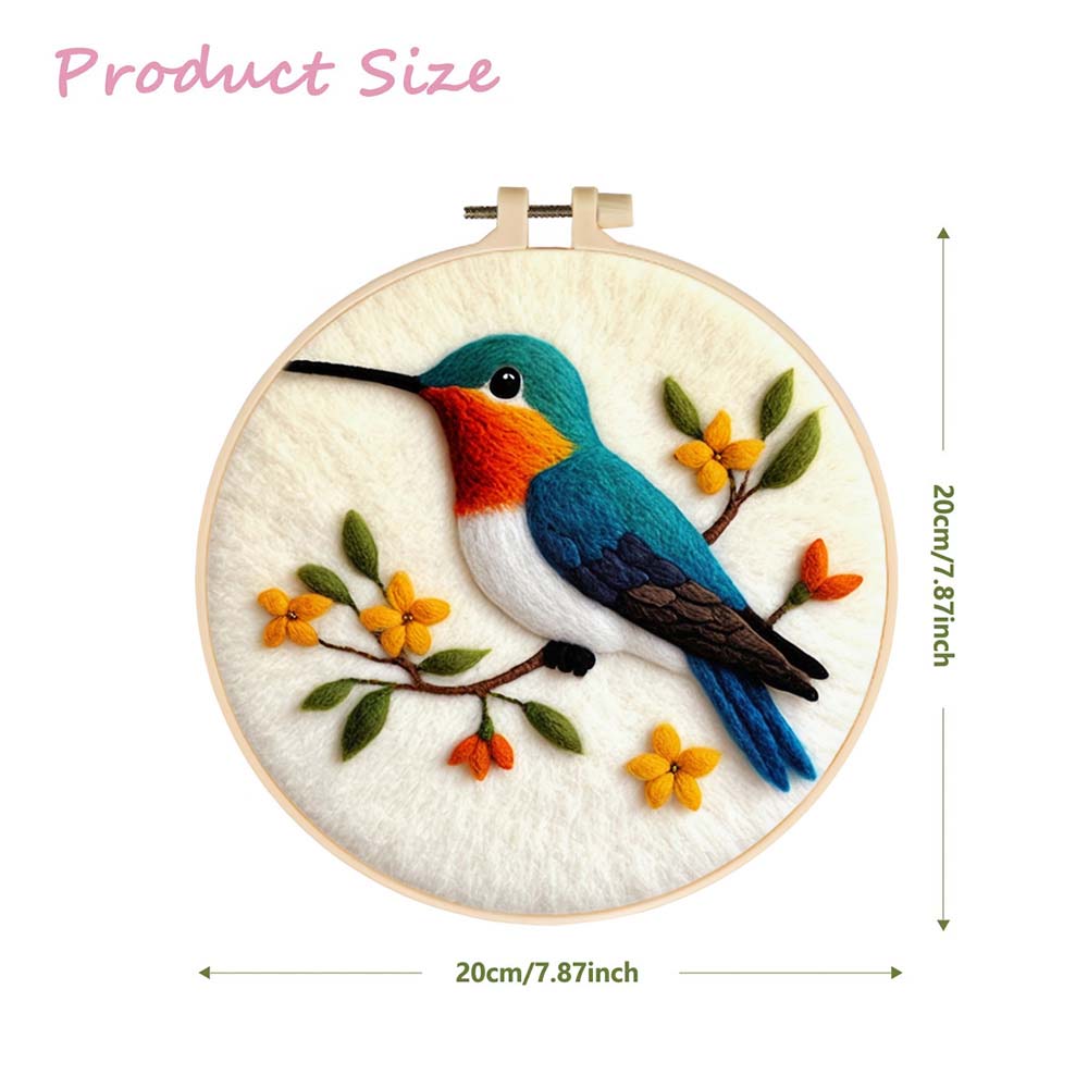Hummingbird on the Flowering Branches Wool Needle Felting Painting Kit