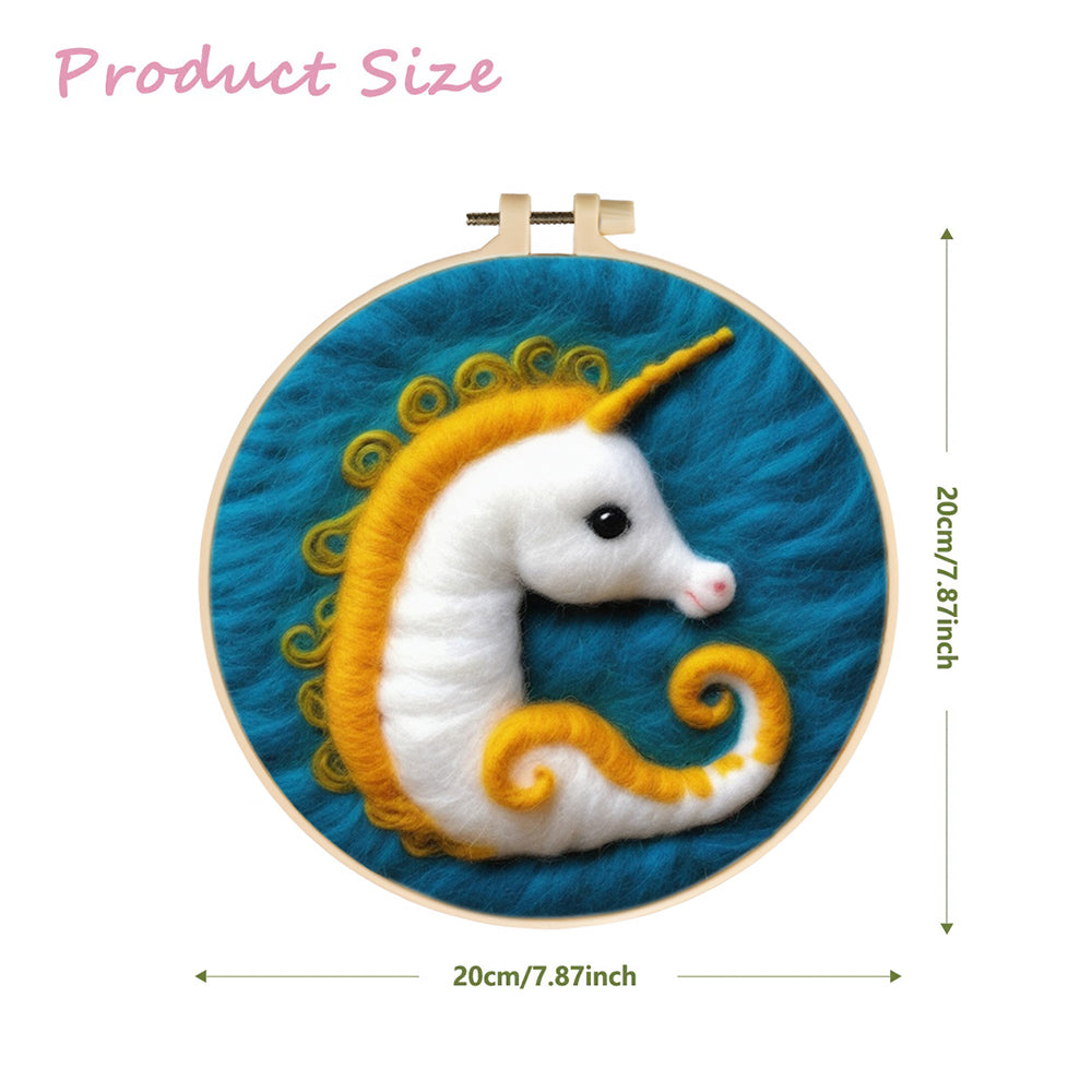 Cute Unicorn Seahorse Floats Calmly Wool Needle Felting Painting Kit