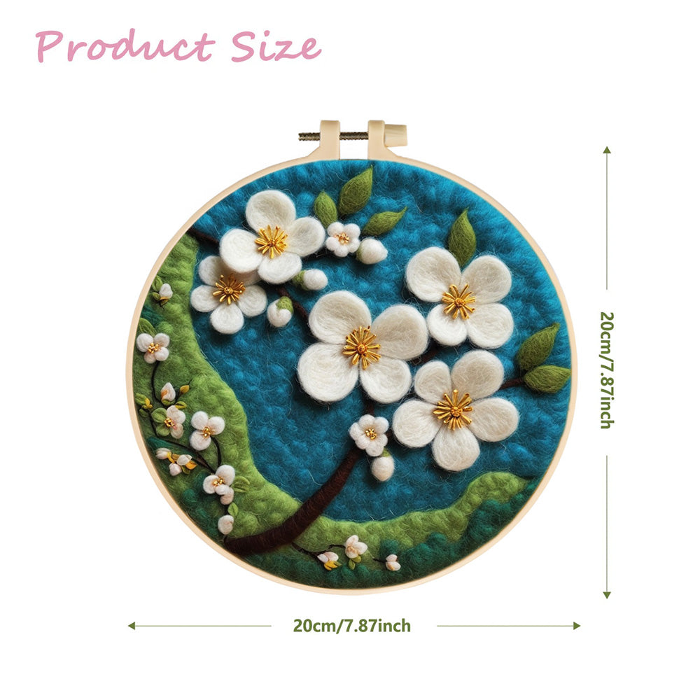 White Orchid with Golden Stamens Wool Needle Felting Painting Kit