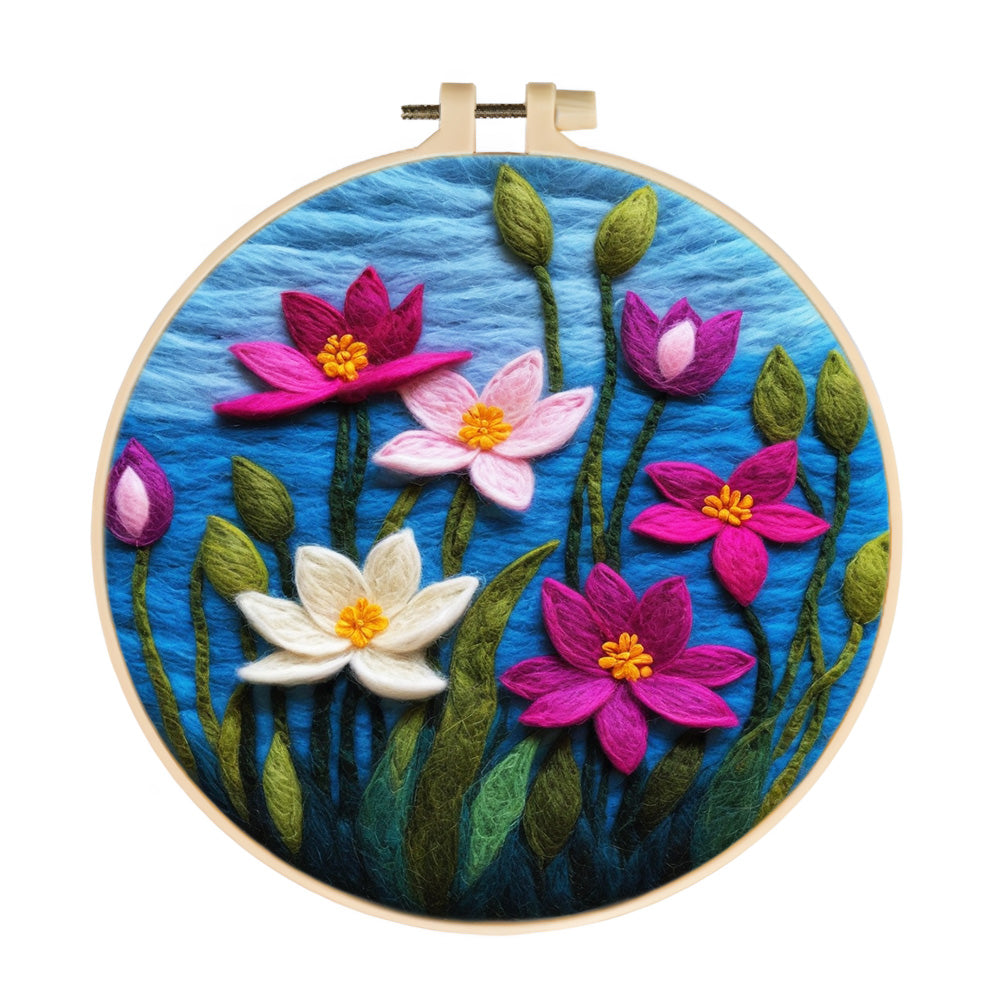 Lotus Flowers in Midsummer Wool Needle Felting Painting Kit