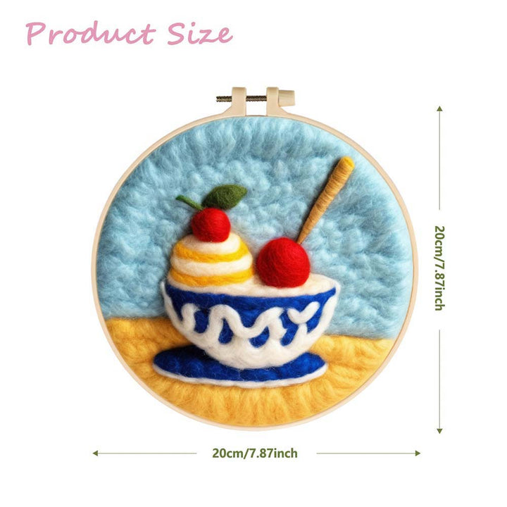Cherry Ice Cream Wool Needle Felting Painting Kit