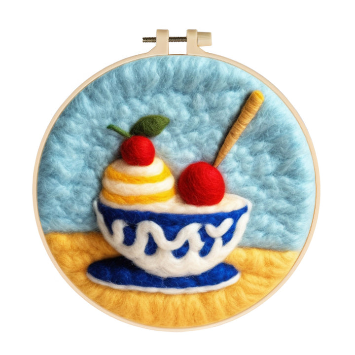 Cherry Ice Cream Wool Needle Felting Painting Kit