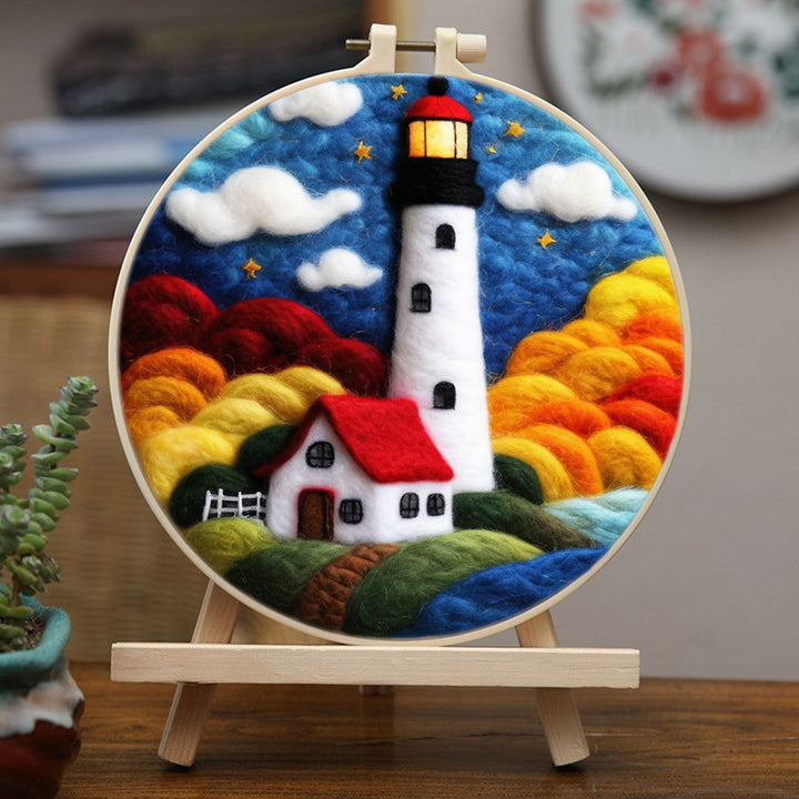Towering White Lighthouse Wool Needle Felting Painting Kit