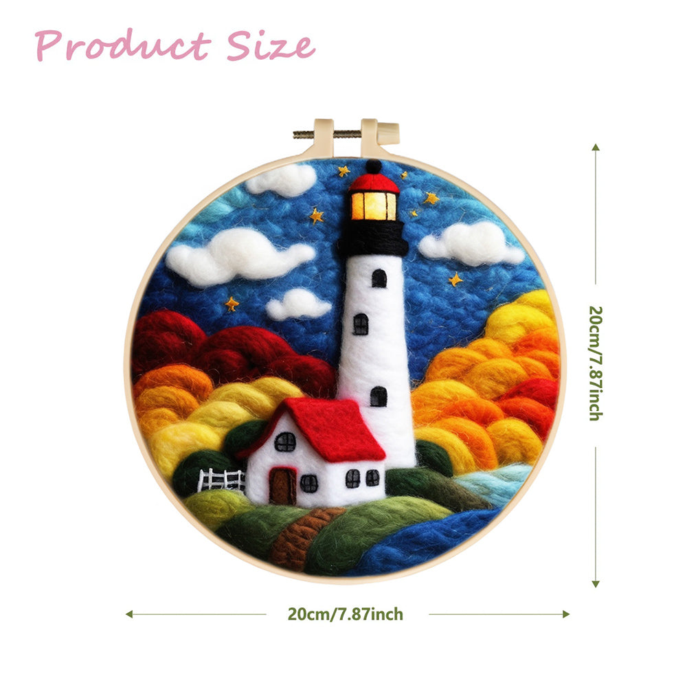 Towering White Lighthouse Wool Needle Felting Painting Kit