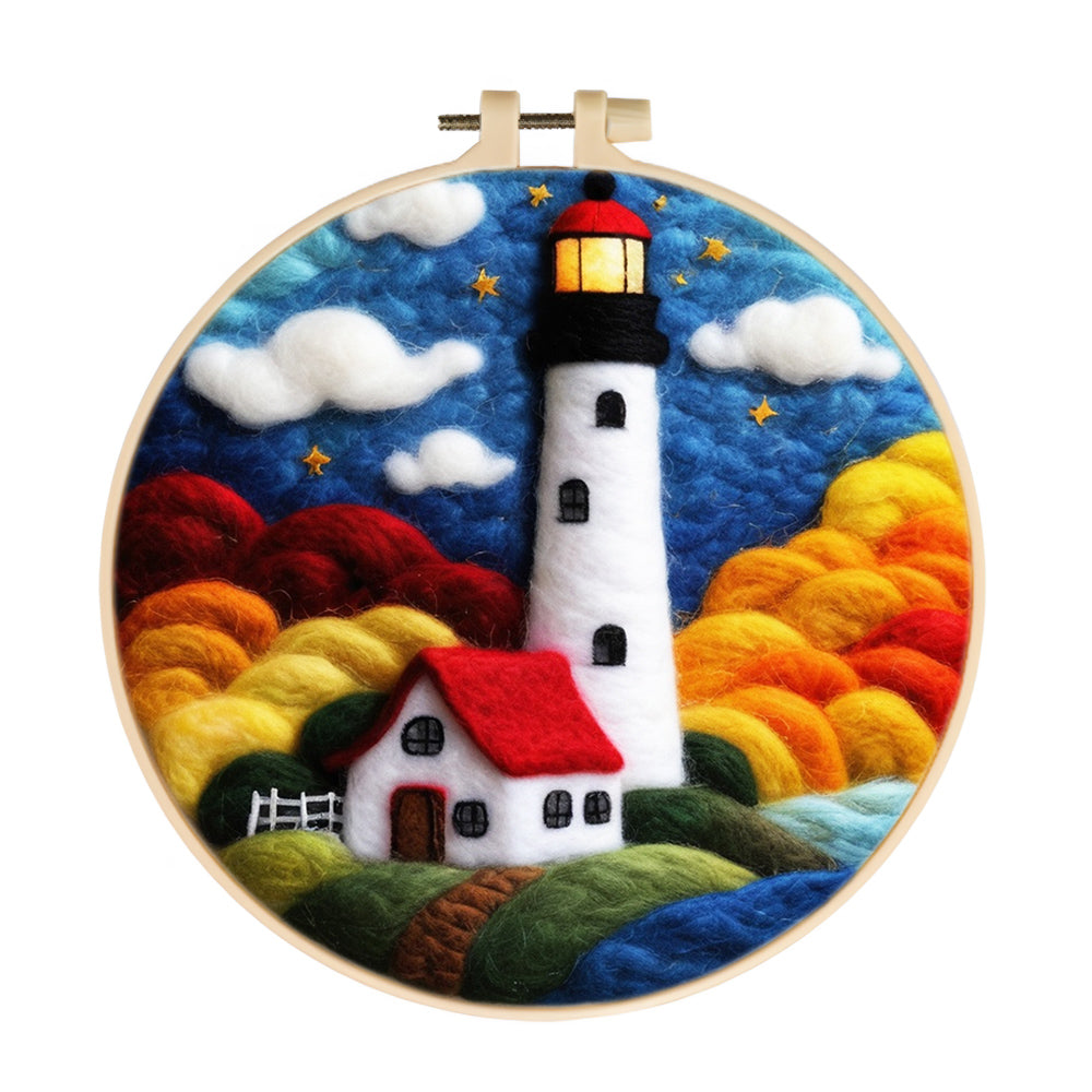 Towering White Lighthouse Wool Needle Felting Painting Kit