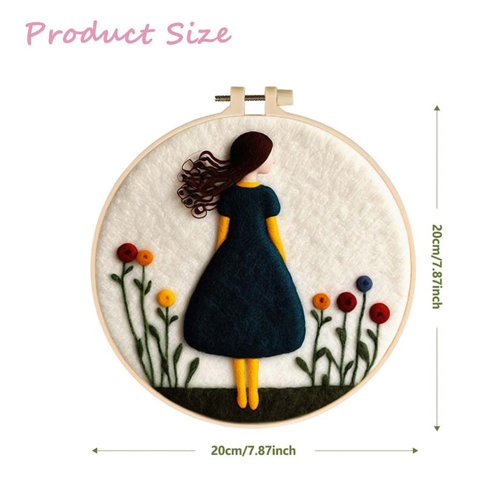 Woman beside Flowers Wool Needle Felting Painting Kit