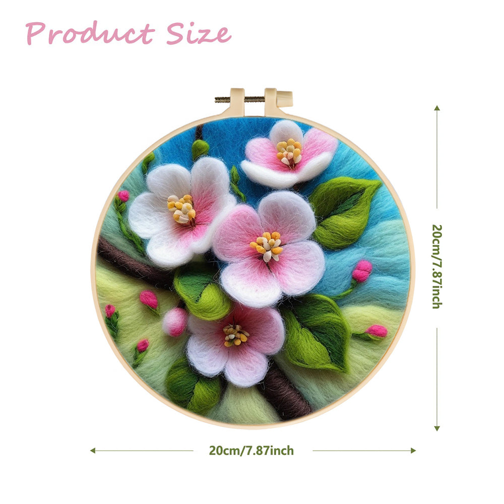 Soft Pink Blossoms on Branch Wool Needle Felting Painting Kit