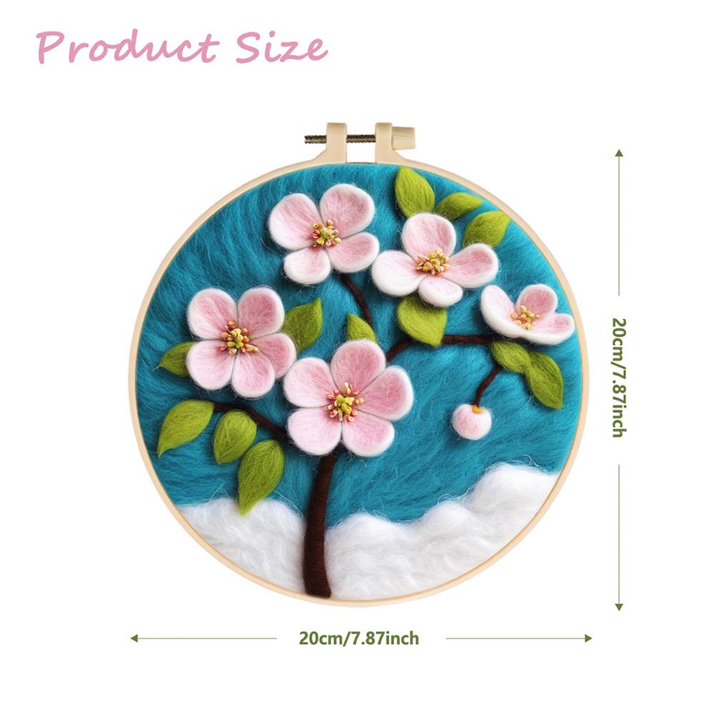 A Pink Cherry Blossom Tree Wool Needle Felting Painting Kit