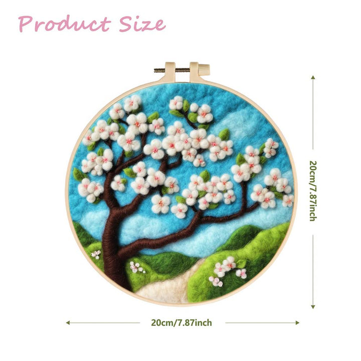 A Lush White Flowering Tree Wool Needle Felting Painting Kit
