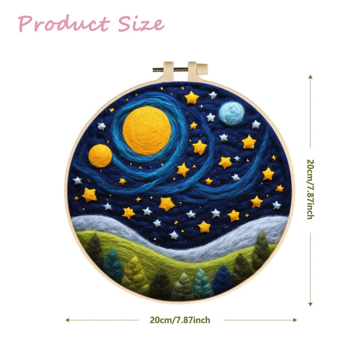 Hillside under the Starry Night Wool Needle Felting Painting Kit