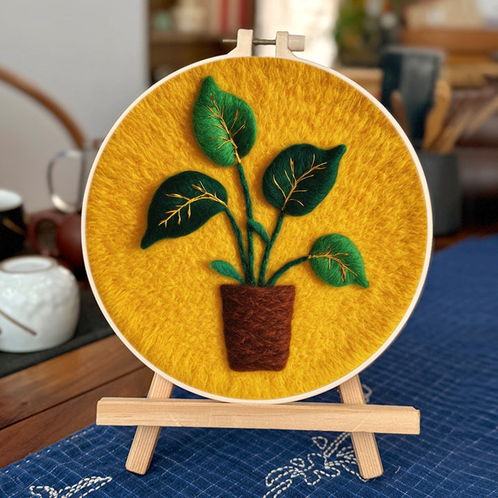 Potted Green Plants Wool Needle Felting Painting Kit