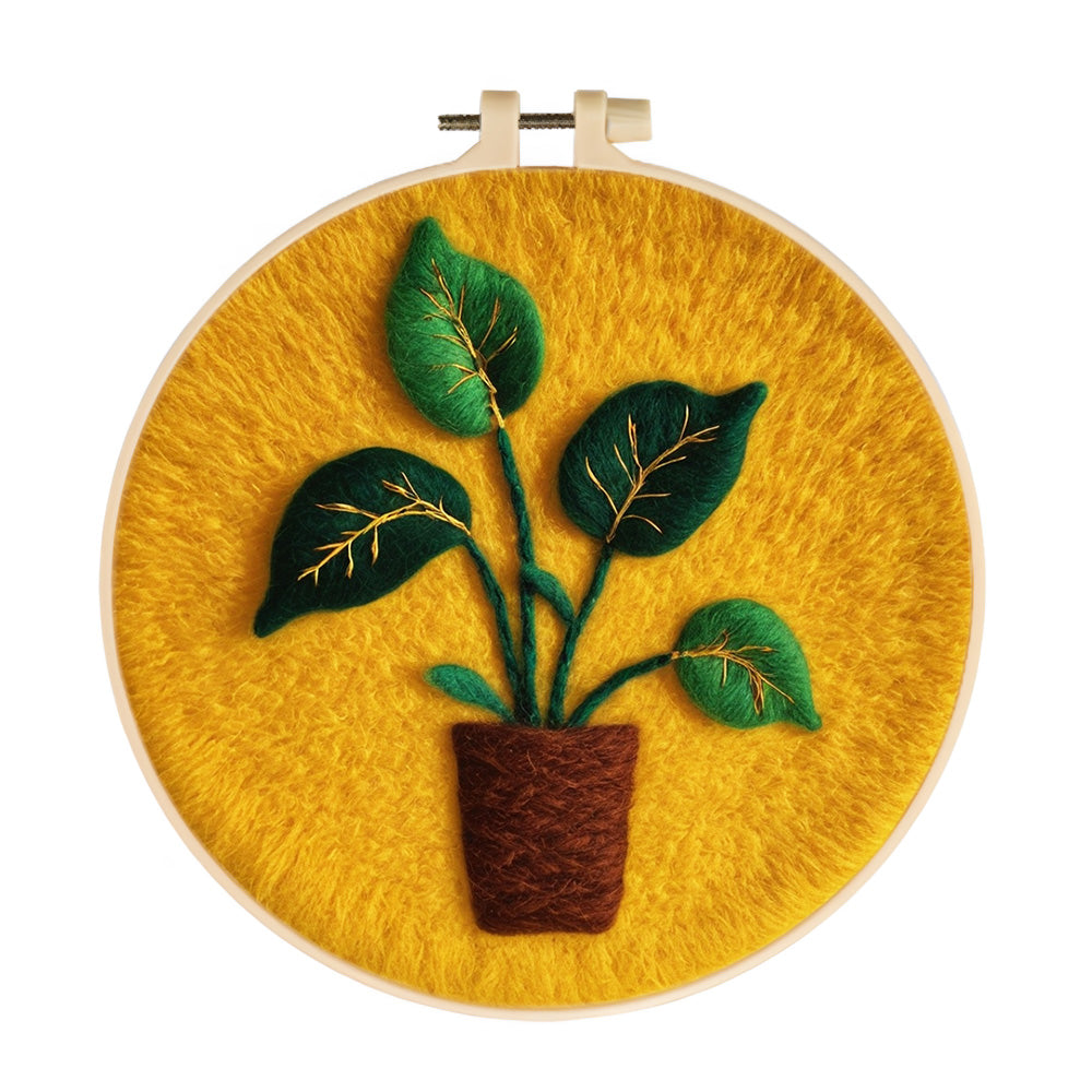 Potted Green Plants Wool Needle Felting Painting Kit
