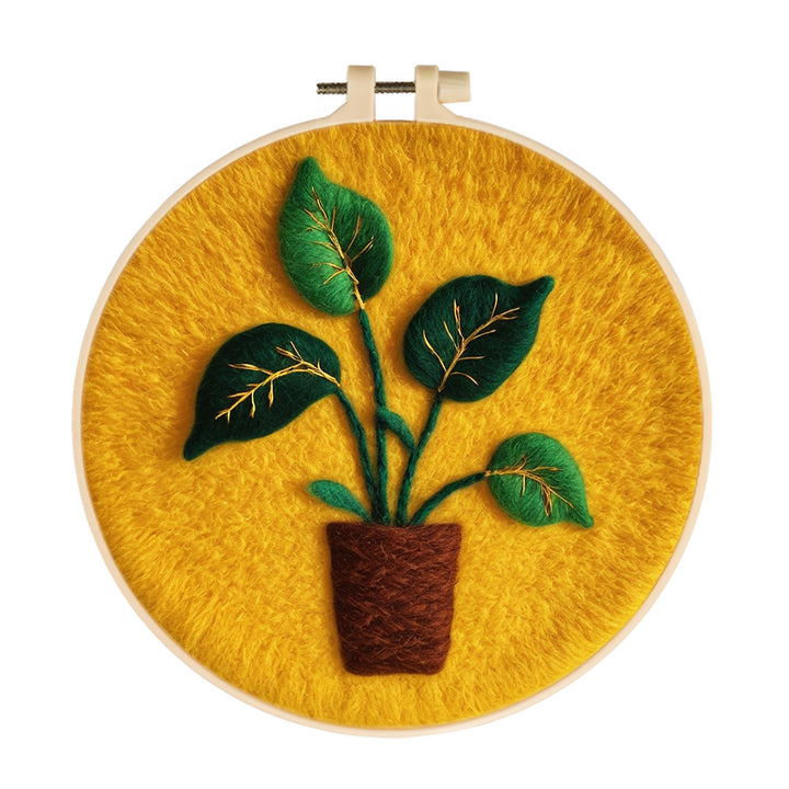 Potted Green Plants Wool Needle Felting Painting Kit