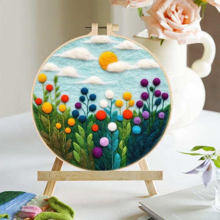 Colorful Wildflower Bushes Wool Needle Felting Painting Kit