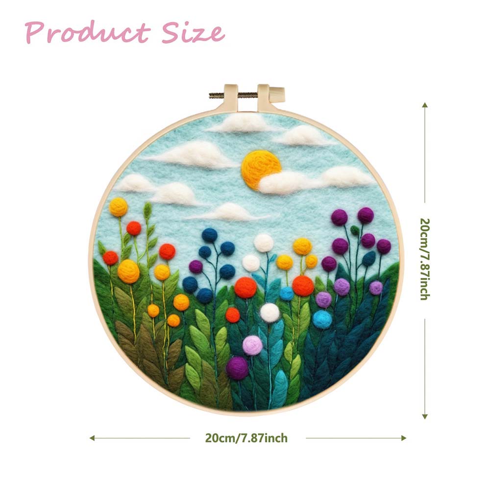 Colorful Wildflower Bushes Wool Needle Felting Painting Kit