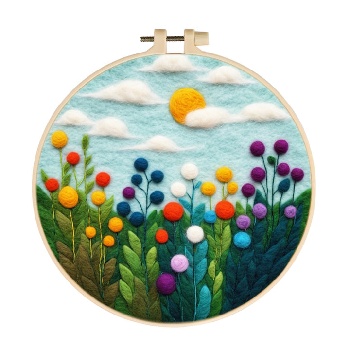 Colorful Wildflower Bushes Wool Needle Felting Painting Kit