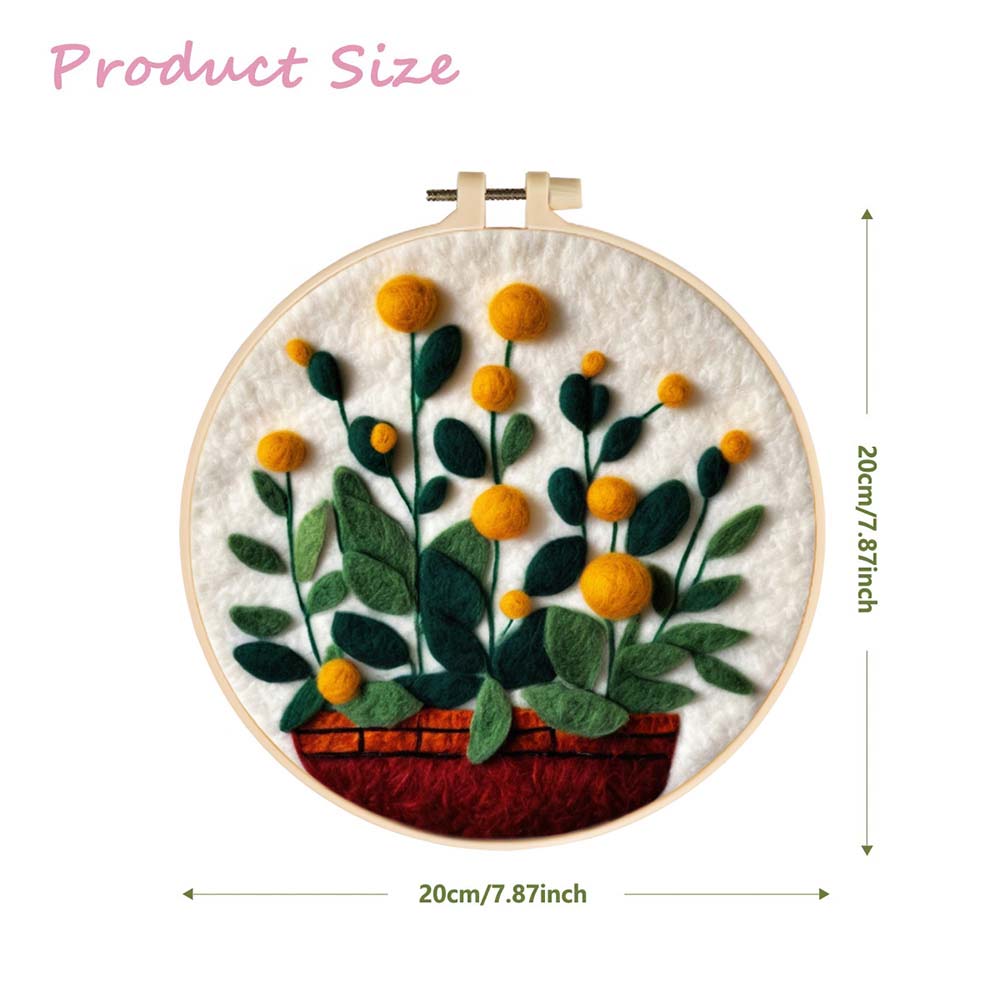 Yellow Flower Potted Plant Wool Needle Felting Painting Kit