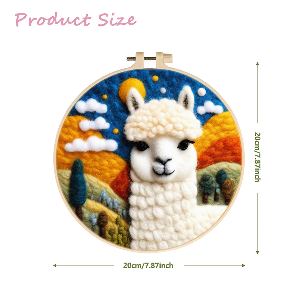 Smiling Alpaca and Sunny Hills Wool Needle Felting Painting Kit