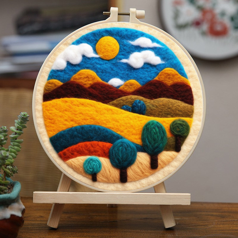 Colorful Mountains and Trees Wool Needle Felting Painting Kit