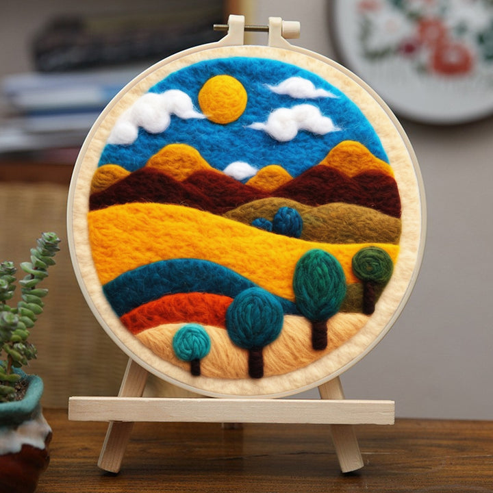 Colorful Mountains and Trees Wool Needle Felting Painting Kit