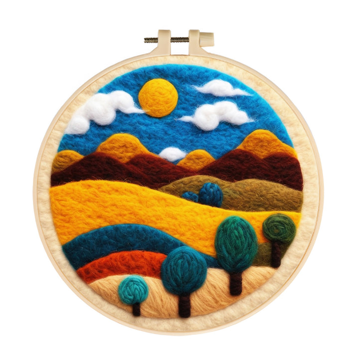 Colorful Mountains and Trees Wool Needle Felting Painting Kit