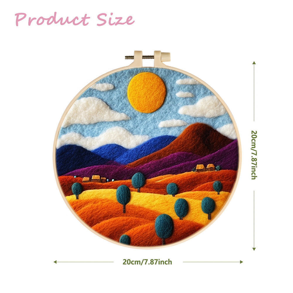 Colorful Mountains and Fields in Late Autumn Wool Needle Felting Painting Kit