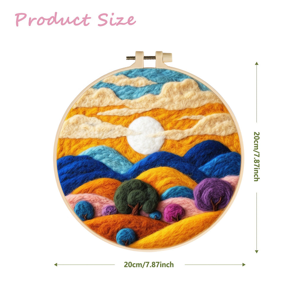 Colorful Mountains and Trees under the Sunlight Wool Needle Felting Painting Kit