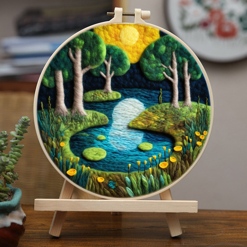 Summer Forest Pond Wool Needle Felting Painting Kit