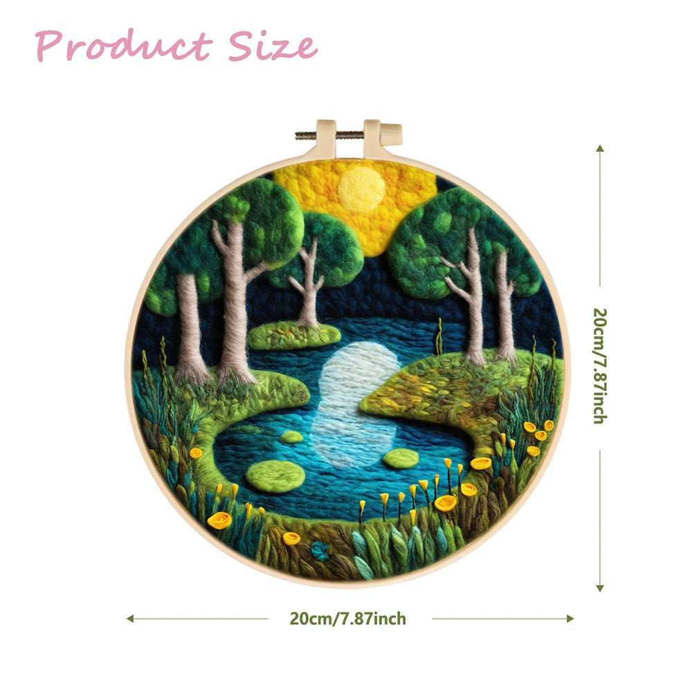 Summer Forest Pond Wool Needle Felting Painting Kit
