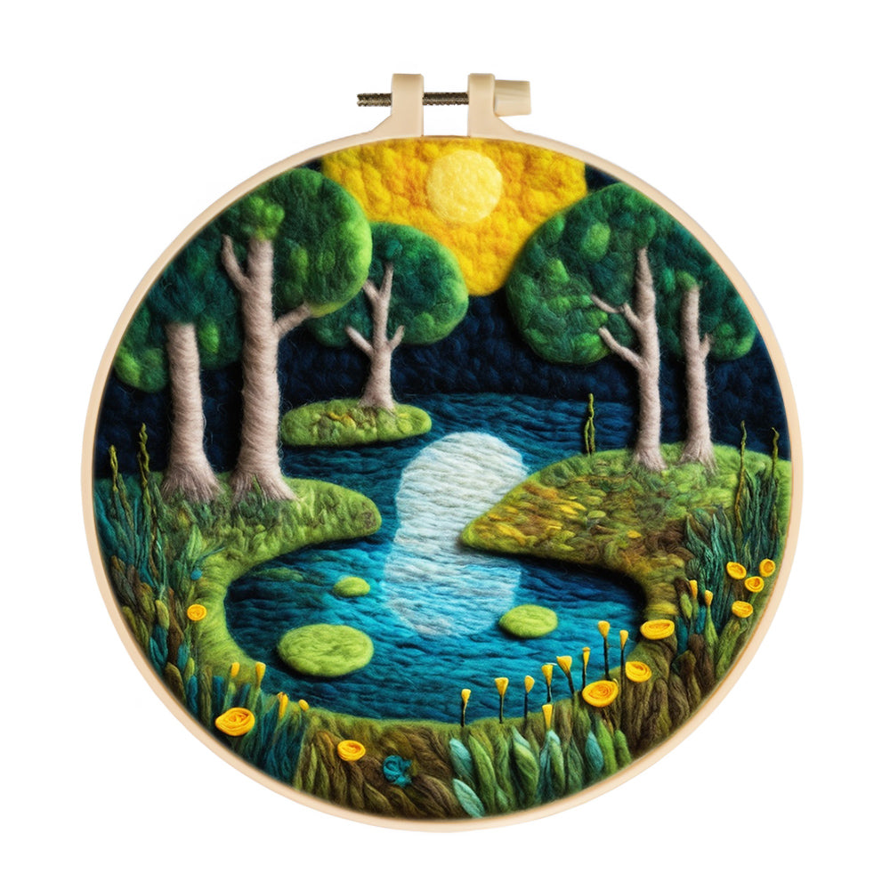 Summer Forest Pond Wool Needle Felting Painting Kit