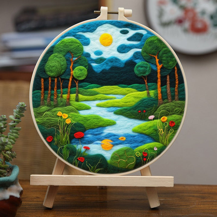 Summer Forest Streams Wool Needle Felting Painting Kit