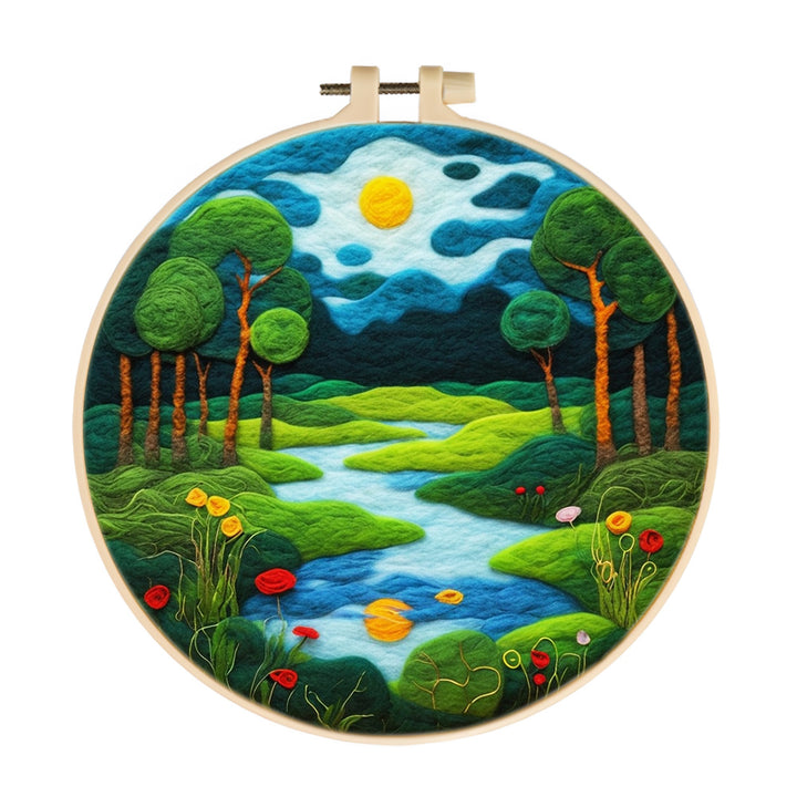 Summer Forest Streams Wool Needle Felting Painting Kit