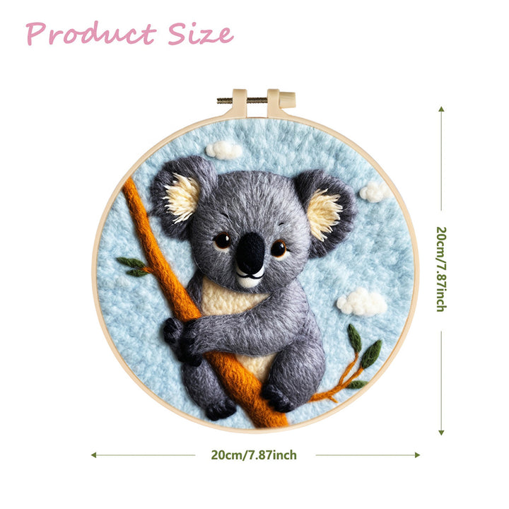 Koala on Branch under Clouds Wool Needle Felting Painting Kit