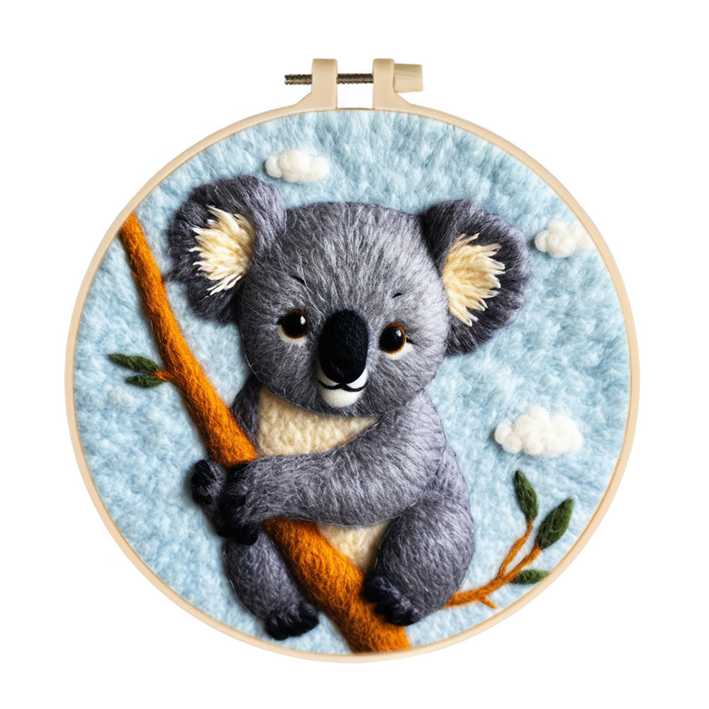 Koala on Branch under Clouds Wool Needle Felting Painting Kit