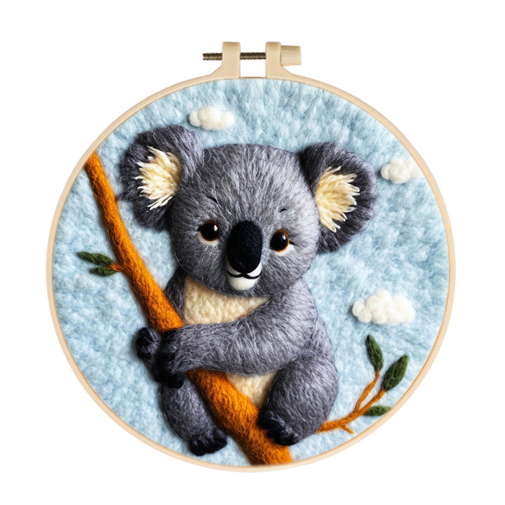 Koala on Branch under Clouds Wool Needle Felting Painting Kit