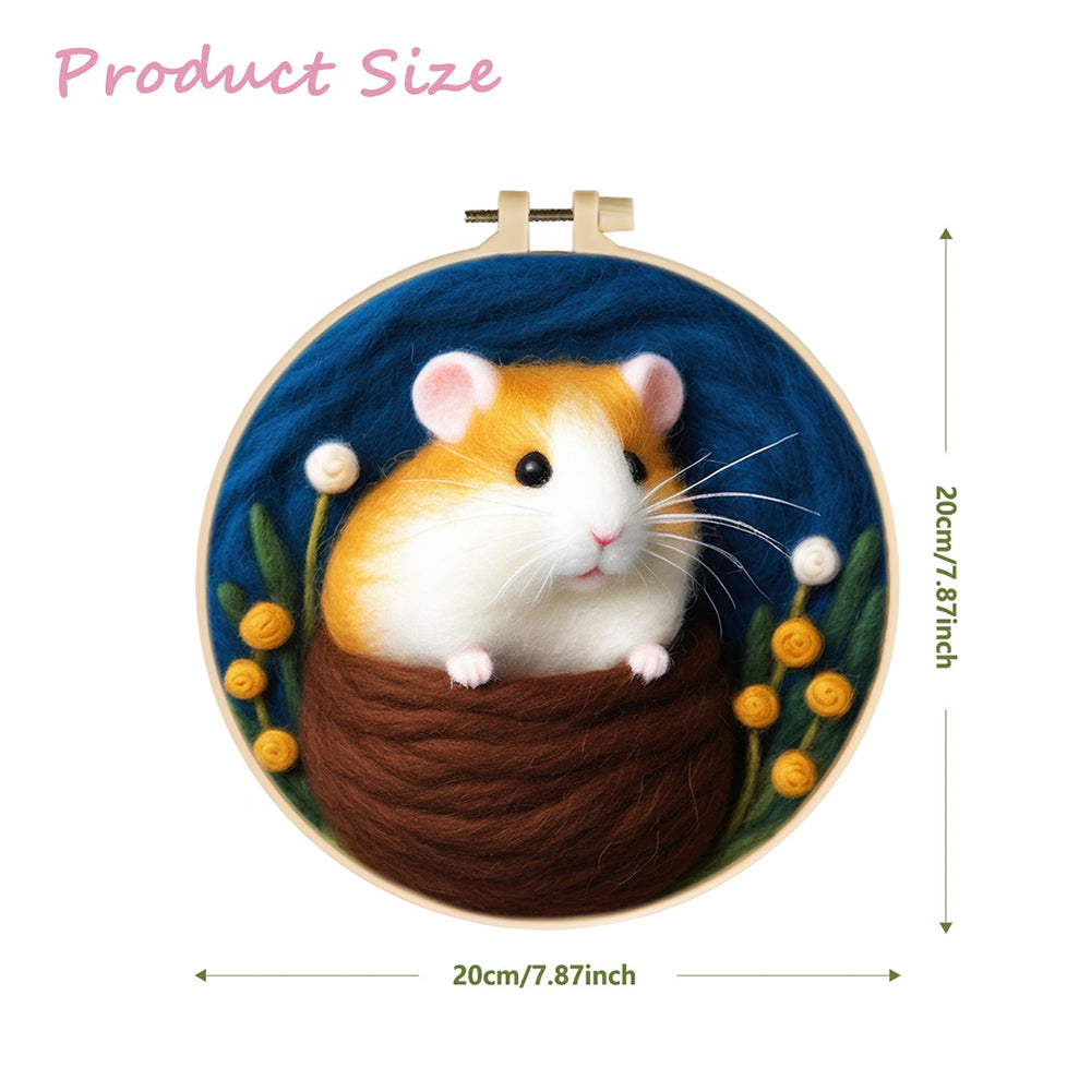 Charming Hamster in Cozy Nest Wool Needle Felting Painting Kit