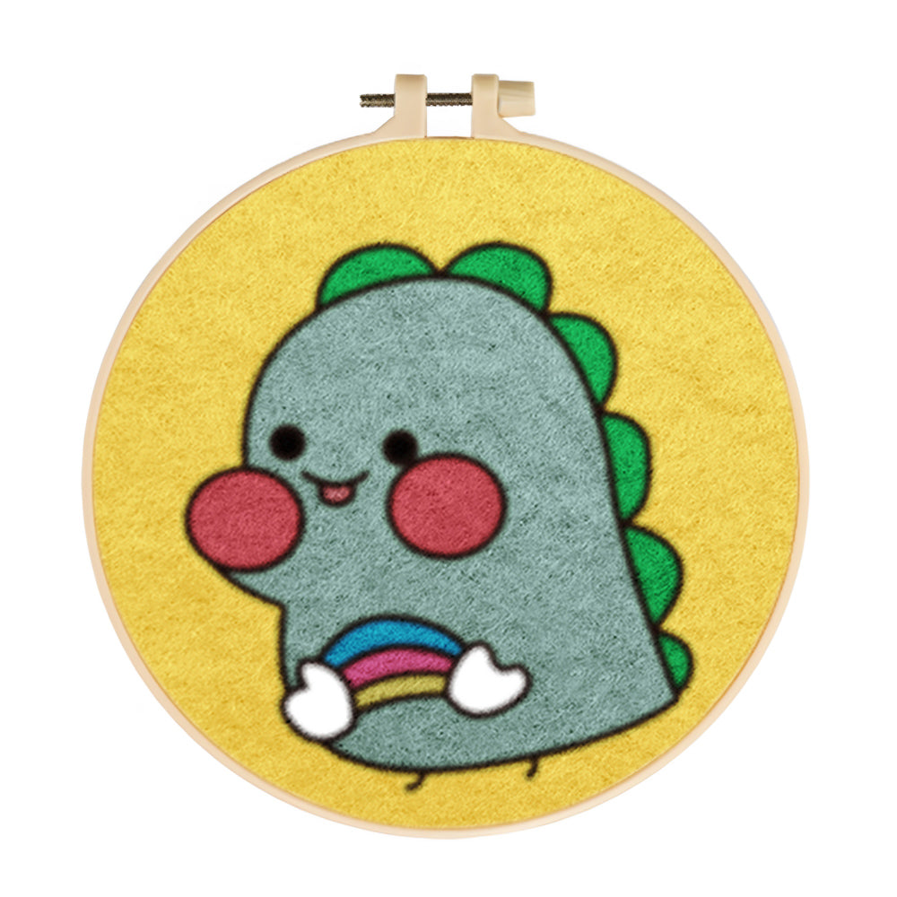 Little Dinosaur Smiling Wool Needle Felting Painting Kit