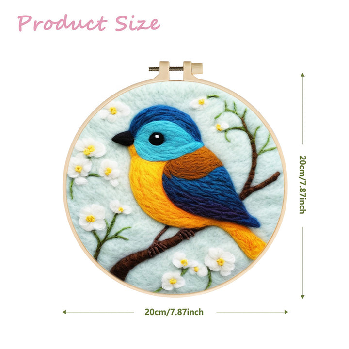 Bright Blue and Yellow Bird Wool Needle Felting Painting Kit