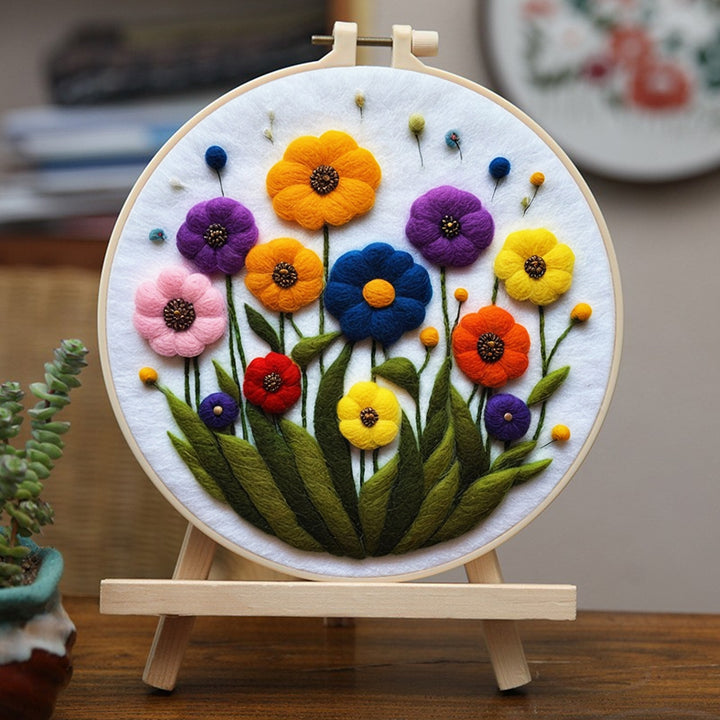 Colorful Wildflowers Wool Needle Felting Painting Kit