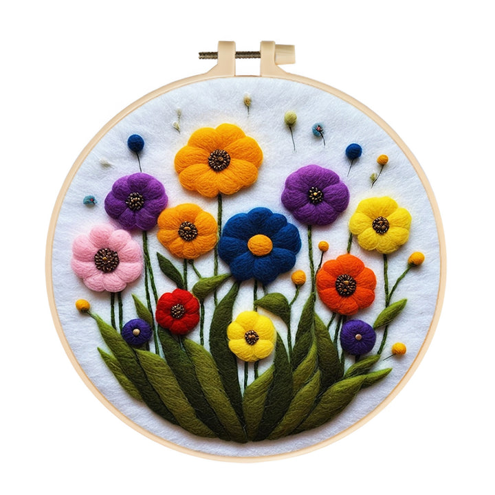 Colorful Wildflowers Wool Needle Felting Painting Kit