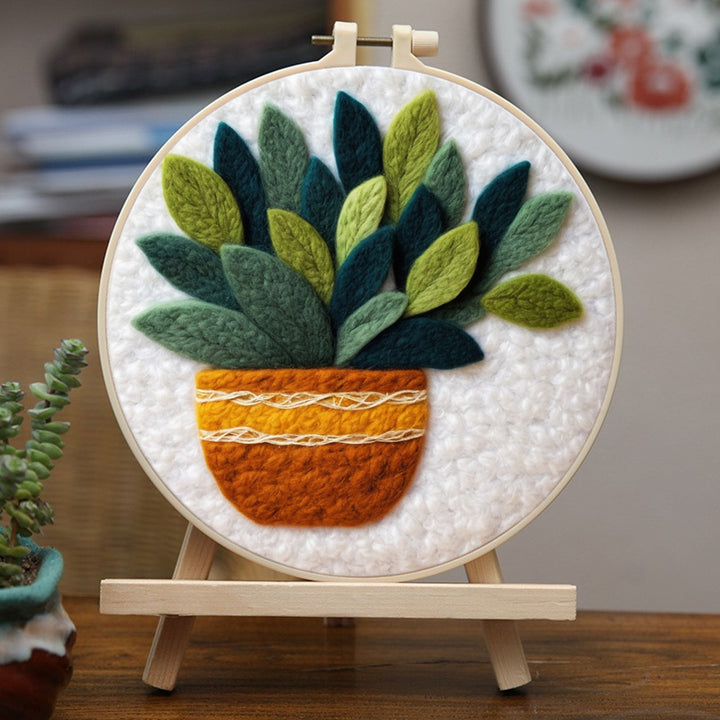 Potted Green Plants Wool Needle Felting Painting Kit