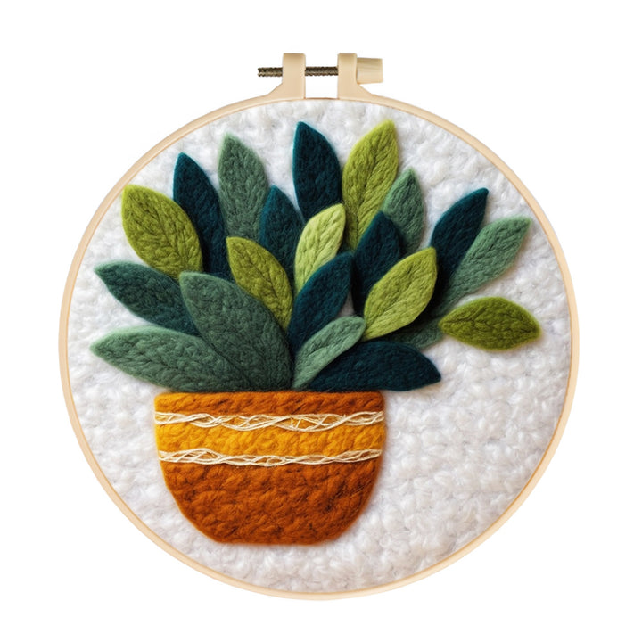 Potted Green Plants Wool Needle Felting Painting Kit