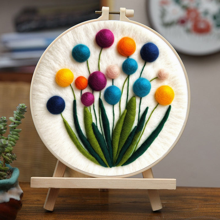 Colorful Spherical Flowers Wool Needle Felting Painting Kit
