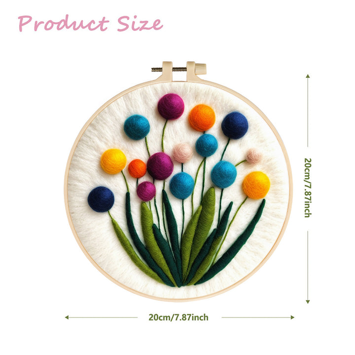 Colorful Spherical Flowers Wool Needle Felting Painting Kit